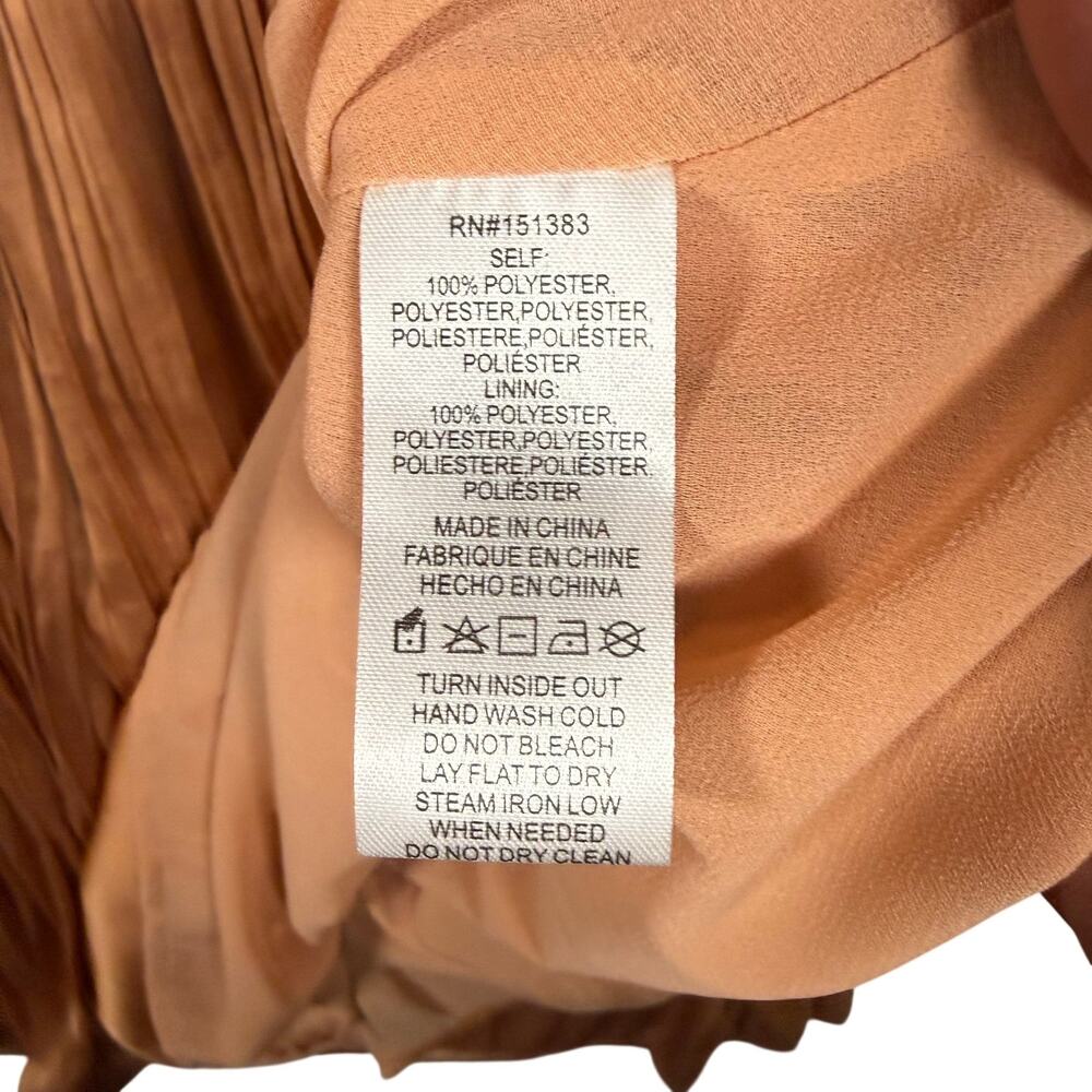 Current Air Rose Gold Satin‎ Pleated Mini Long Sleeve Dress Party - Size XS - Picture 10 of 10